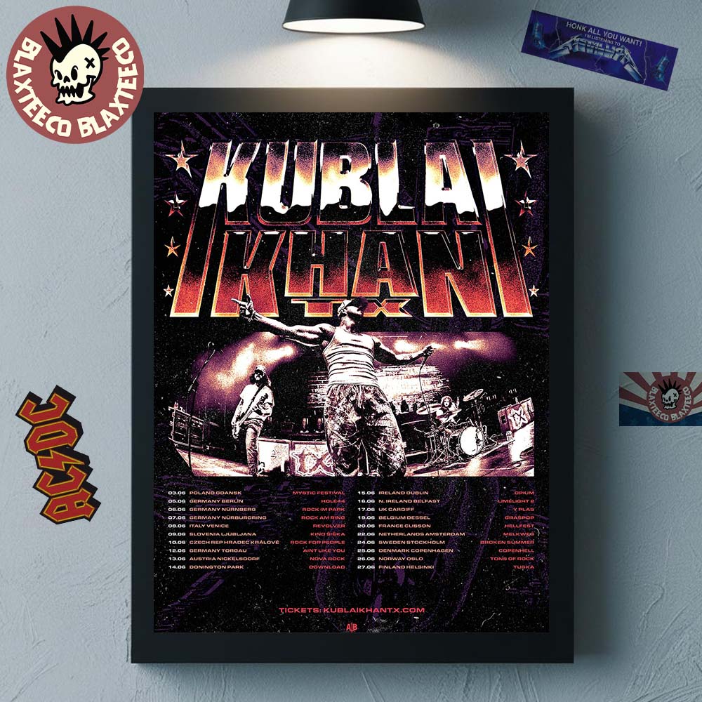 Kublai Khan TX EU And UK Summer 2026 Tour Schedule Dates Home Decor Poster Canvas Unisex T-shirt, Sweatshirt, Hoodie, Long Sleeve Tee - T-Shirt, Sweatshirt, Hoodie
