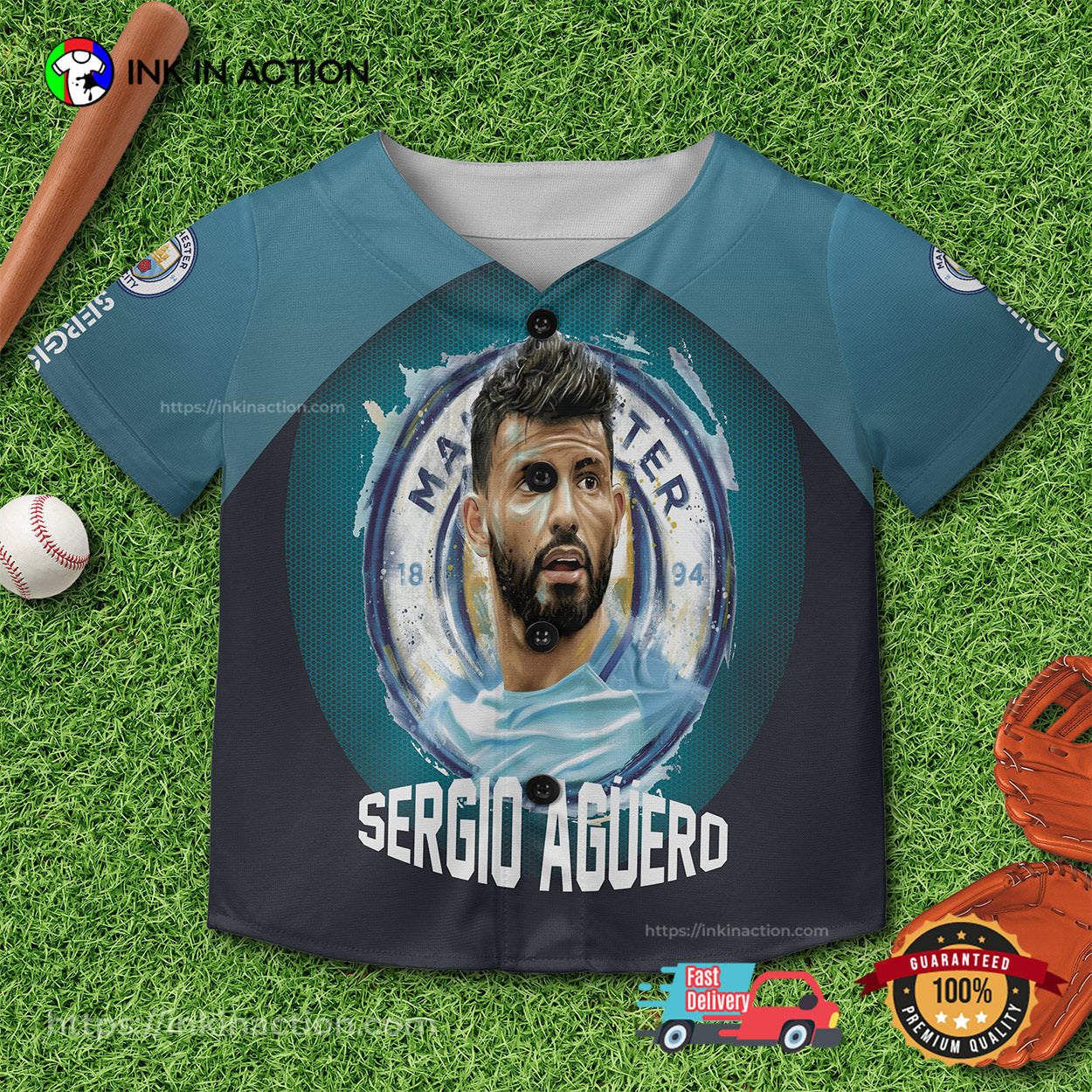 Kun Aguero Man City Aguero 10 Argentine Footballer Baseball Jersey baseball jersey product view 2