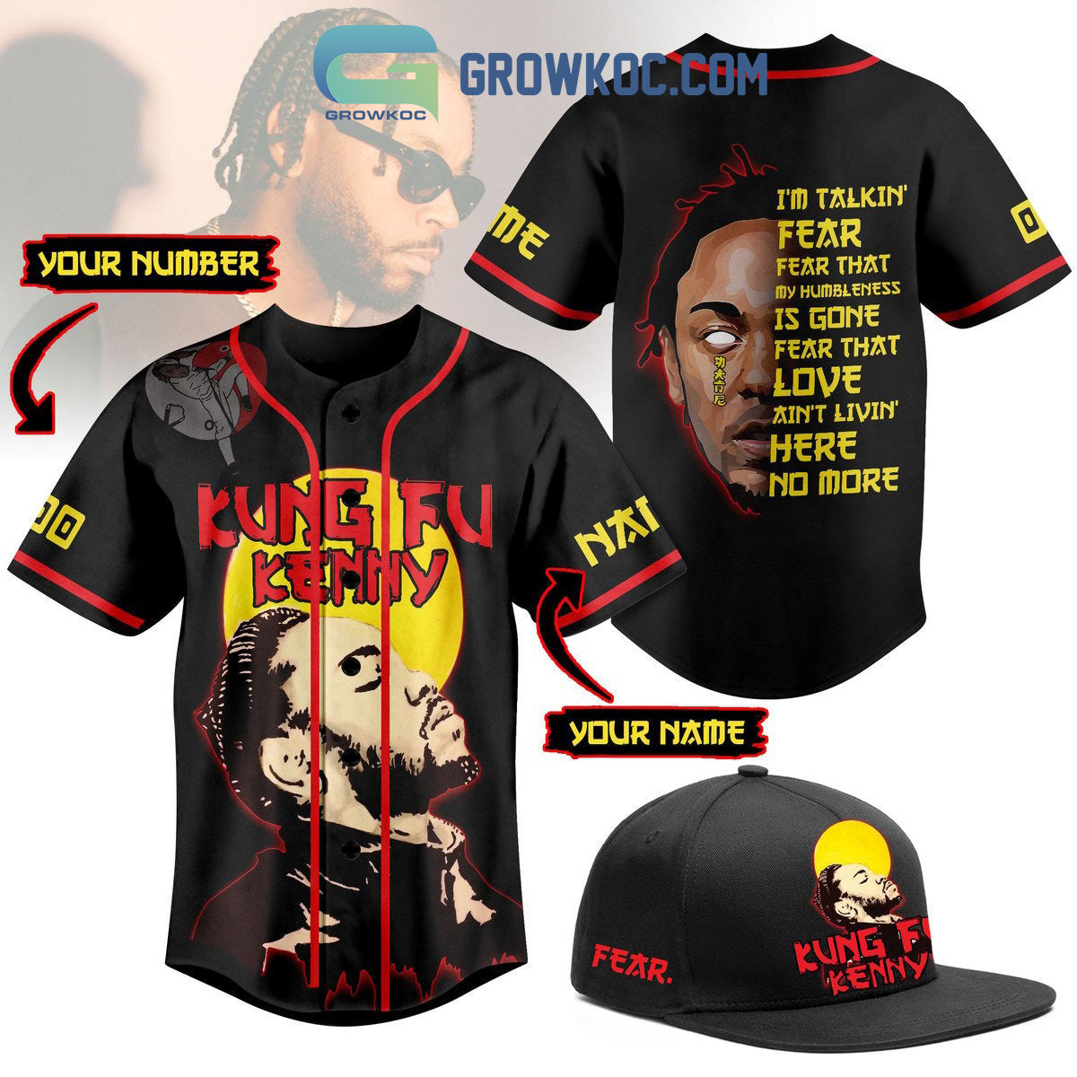 Kung Fu Kenny Personalized Baseball Jersey baseball jersey product view 1