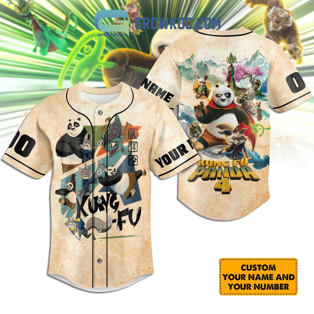 Kung Fu Panda 4 Love Personalized Baseball Jersey baseball jersey product view 1