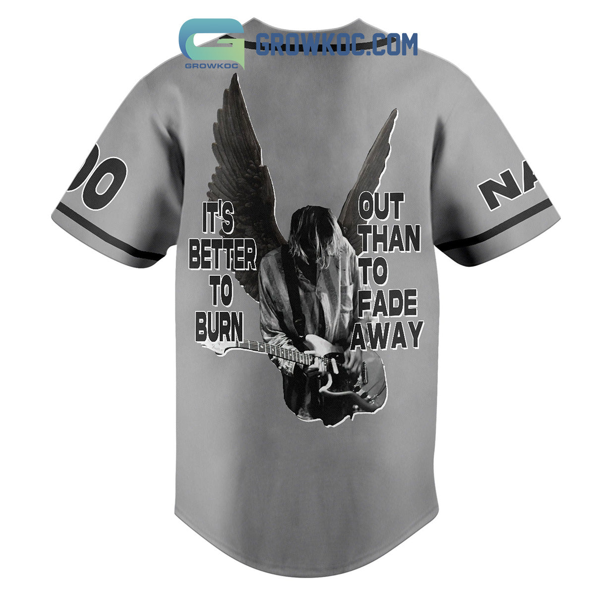 Kurt Coban It Is Better To Burn Out Than To Fade Away Custom Name Number Baseball Jersey baseball jersey product view 3