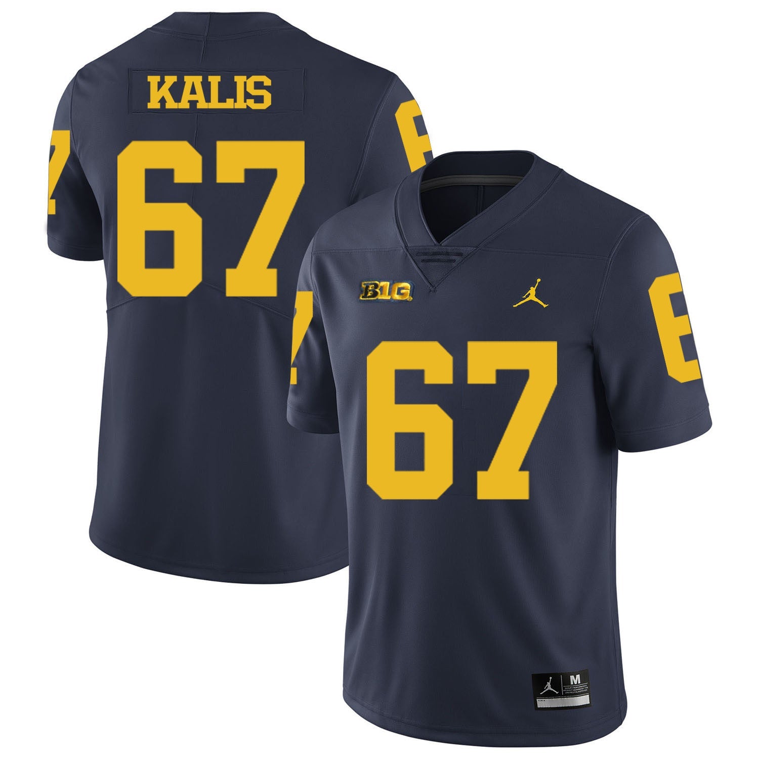 Kyle Kalis 67 Blue College Football Jersey football jersey product view 1