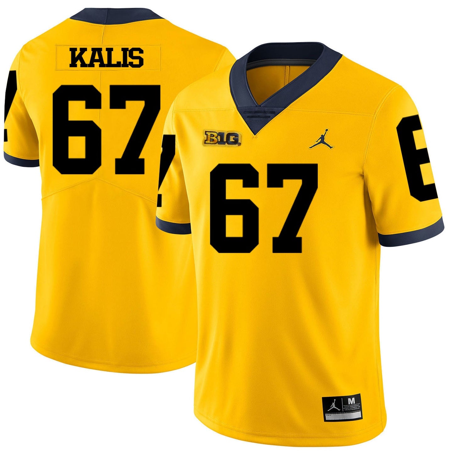Kyle Kalis 67 Yellow Style 1 College Football Jersey football jersey product view 1