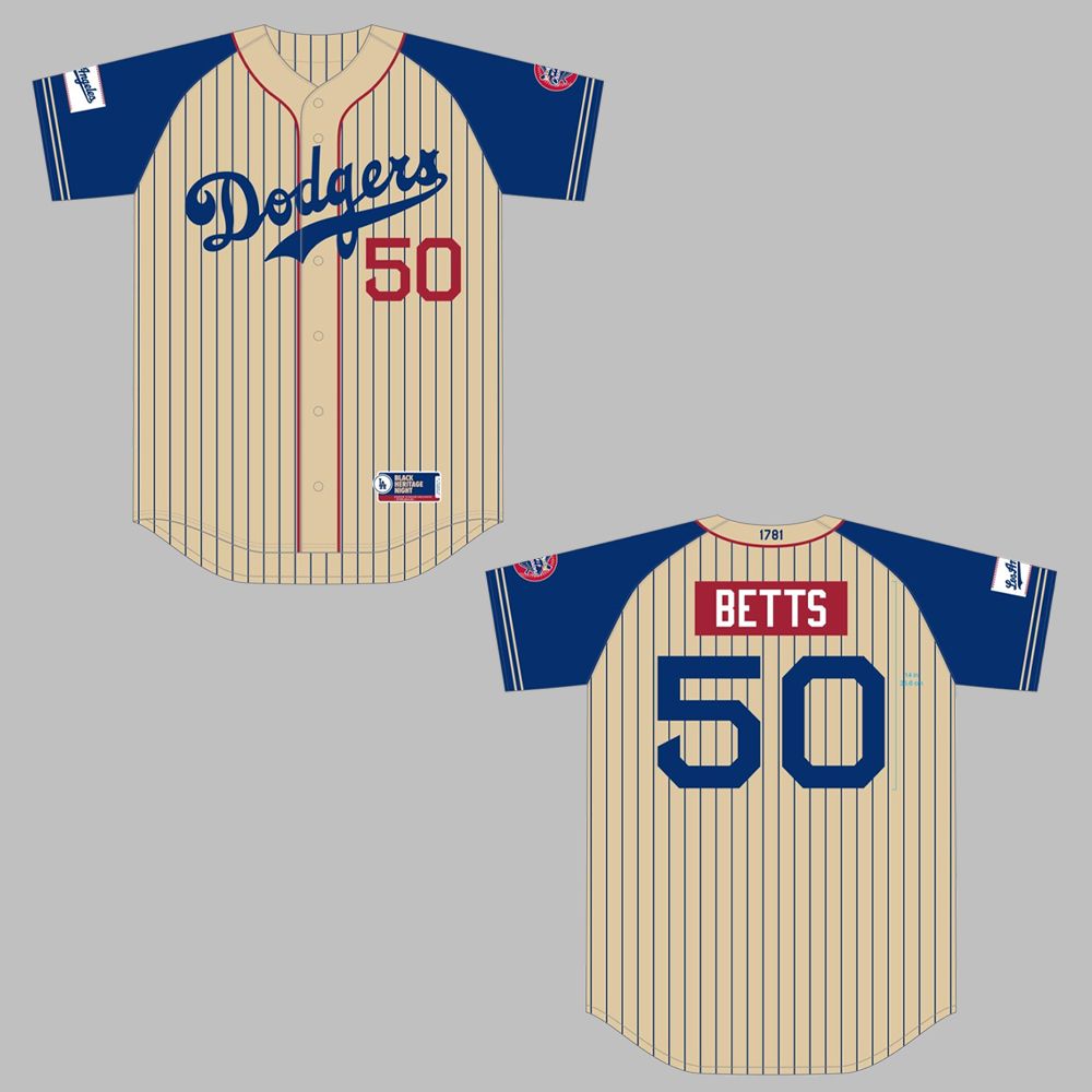 LA Dodgers Black Heritage Night Jersey Giveaway 2025 - Grishko.com baseball jersey product view 1