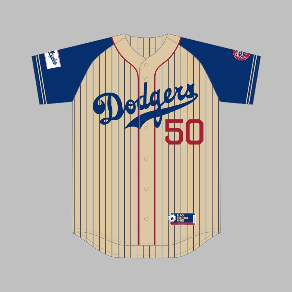 LA Dodgers Black Heritage Night Jersey Giveaway 2025 - Grishko.com baseball jersey product view 2
