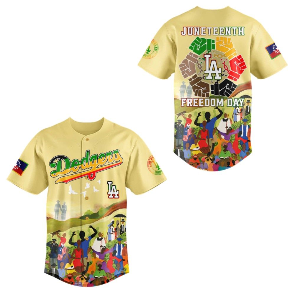 LA Dodgers Juneteenth Freedom Day Jersey 2025 - Grishko.com baseball jersey product view 2