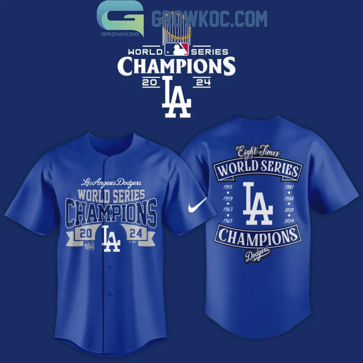 LA Dodgers Los Angeles 2024 World Series Champions 8th Time Baseball Jersey baseball jersey product view 1