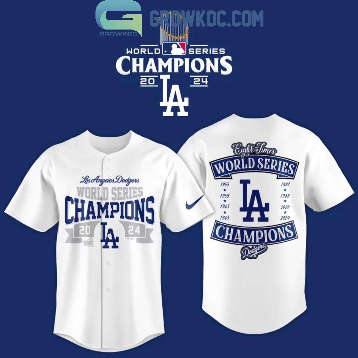 LA Dodgers Los Angeles 2024 World Series Champions 8th Time Baseball Jersey baseball jersey product view 2
