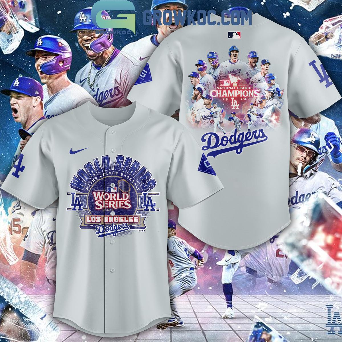 LA Dodgers National League Champs 2024 World Series Baseball Jersey baseball jersey product view 1