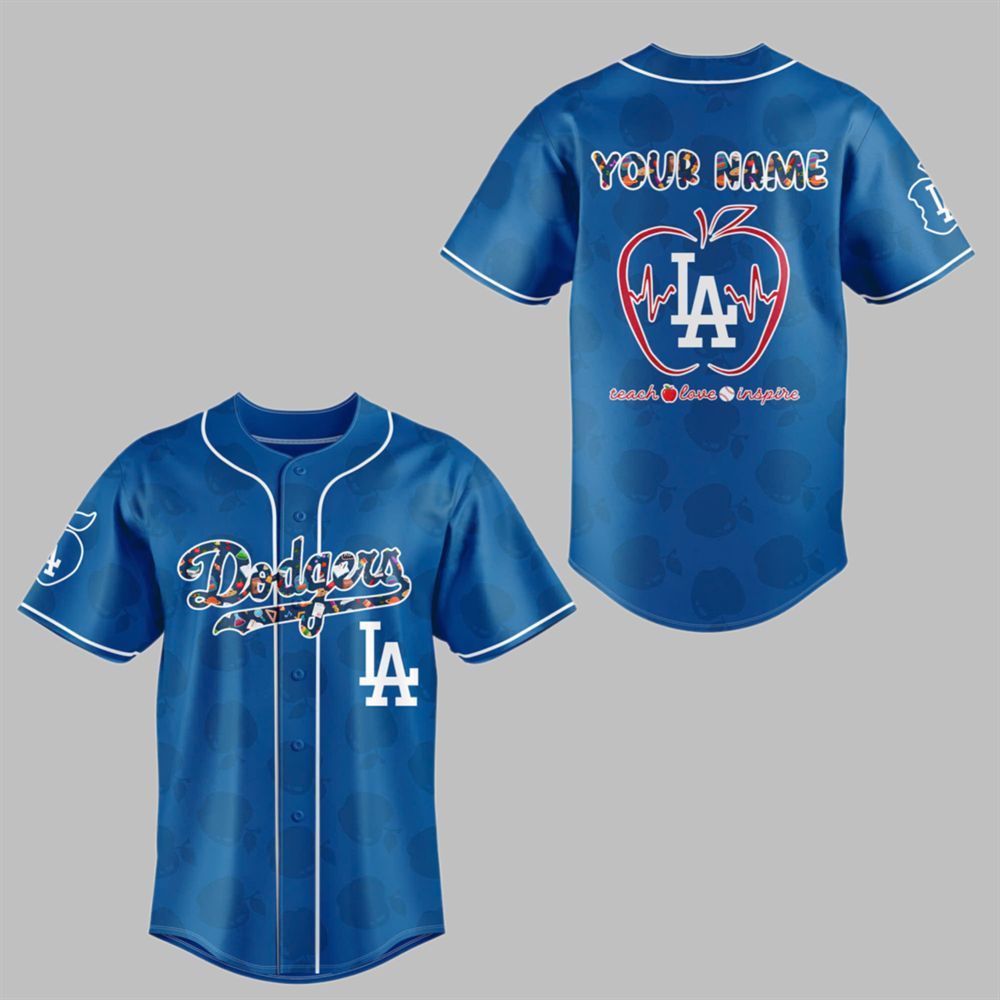 LA Dodgers TEACHER NIGHT Baseball Jersey Combo 2025 - Grishko.com baseball jersey product view 1