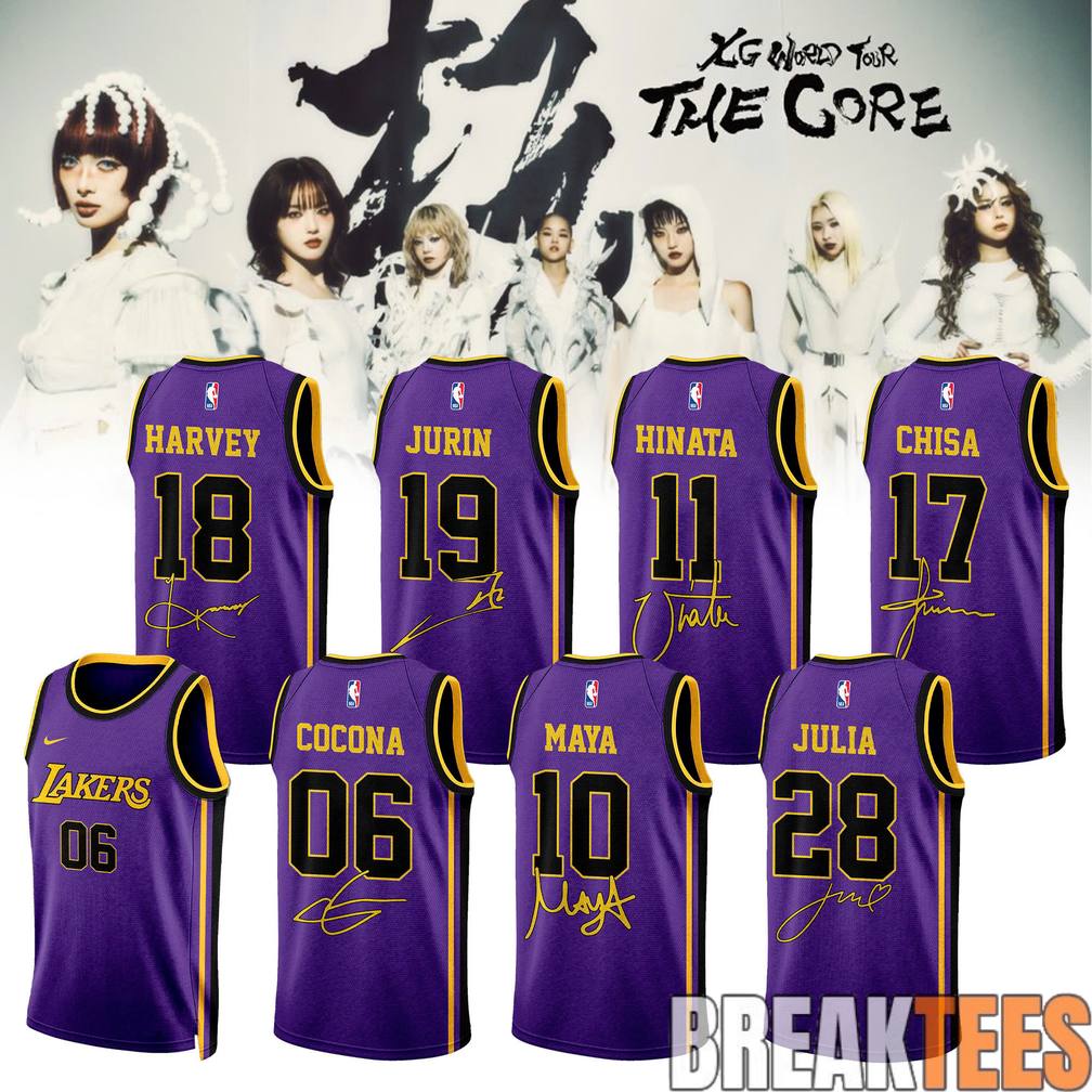 LA Lakers x The Core XG World Tour Basketball Jersey Unisex T-shirt, Sweatshirt, Hoodie, Long Sleeve Tee - T-Shirt, Sweatshirt, Hoodie