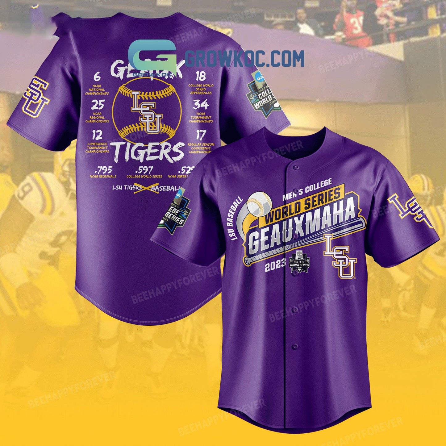 LSU Baseball Men’s College World Series Geauxmaha 2023 Baseball Jersey baseball jersey product view 2