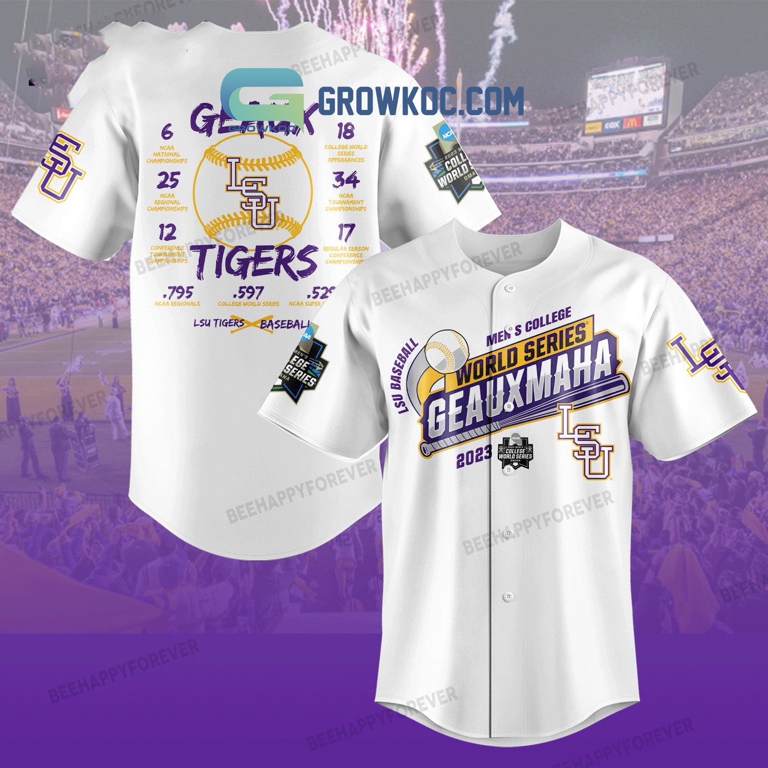 LSU Baseball Men’s College World Series Geauxmaha 2023 Baseball Jersey baseball jersey product view 3