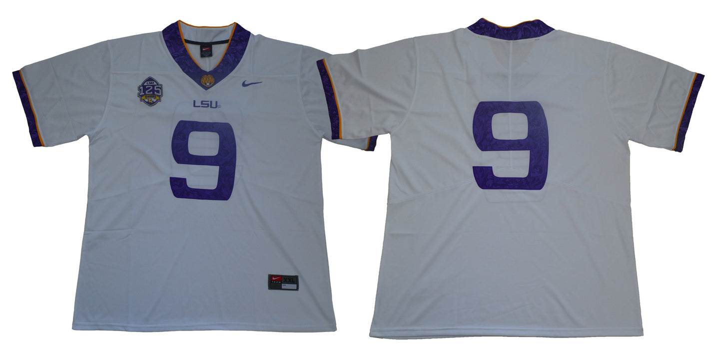 LSU 9 White College Football Jersey football jersey product view 1