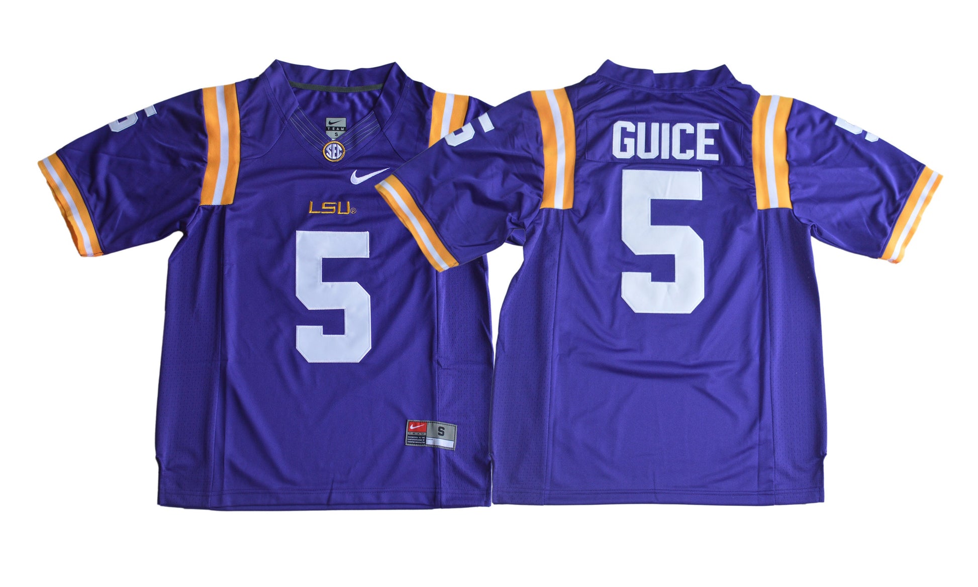 LSU Purple Guice 5 College Football Jersey football jersey product view 1