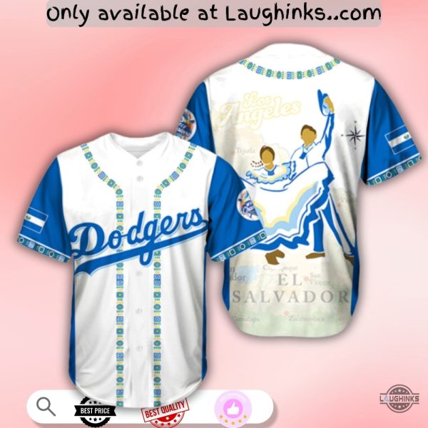La Dodgers Salvadoran Heritage Night Baseball Jersey Shirt Giveaway 2025 August 26 Vs Reds baseball jersey product view 1