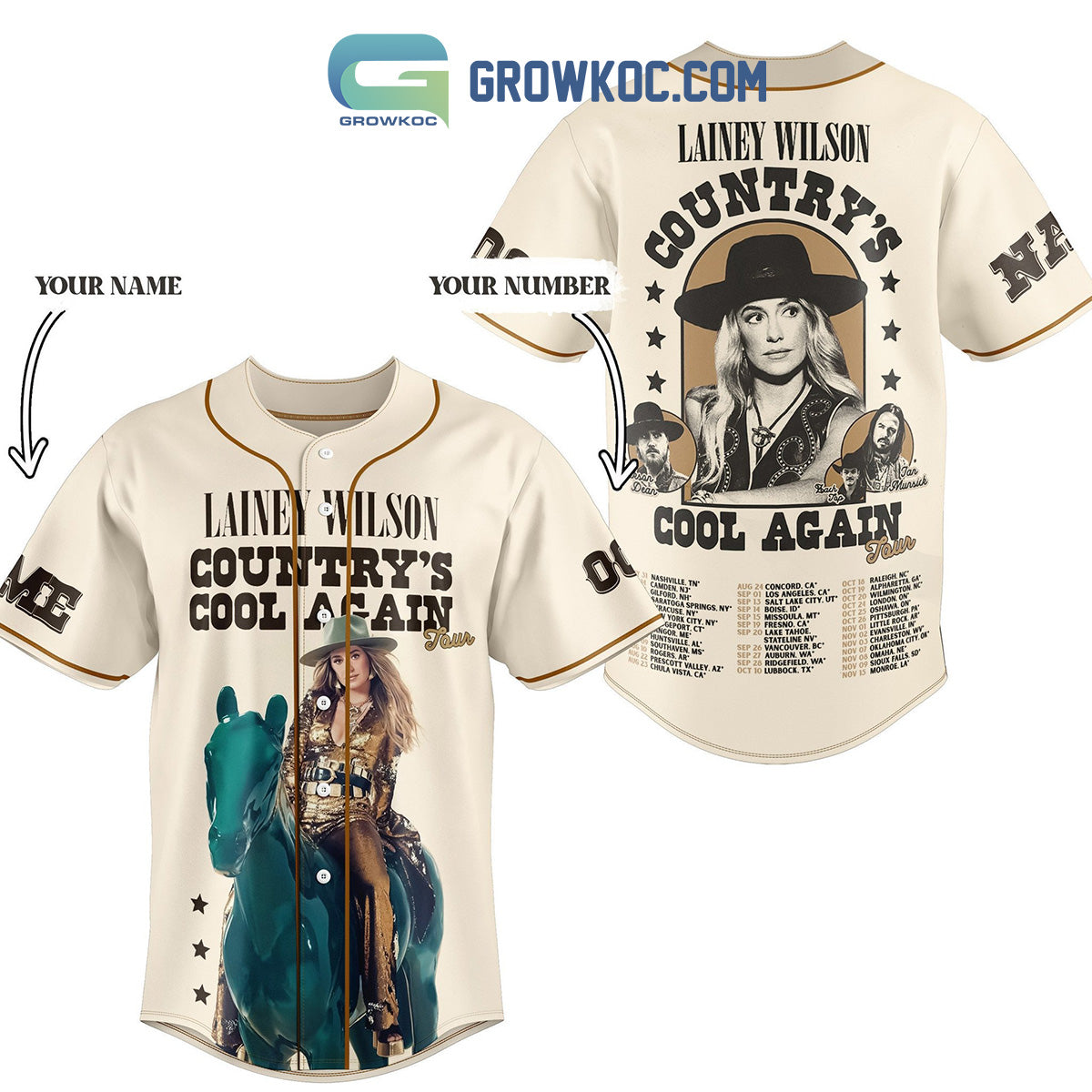 Lainey Wilson Country’s Cool Again Tour Personalized Baseball Jersey baseball jersey product view 1