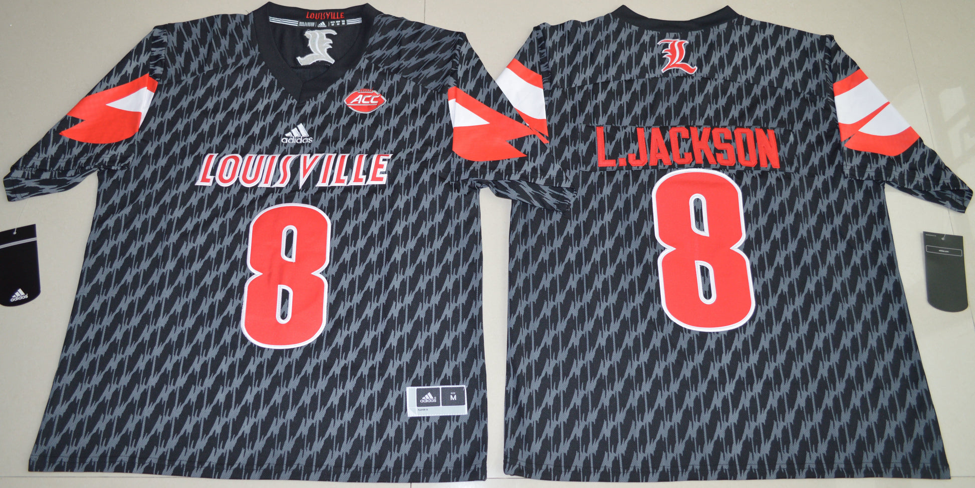 Lamar Jackson 8 Black 2016 College Football Jersey football jersey product view 1