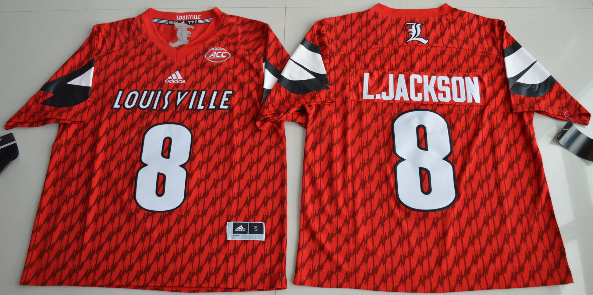 Lamar Jackson 8 Red College Football Jersey football jersey product view 1