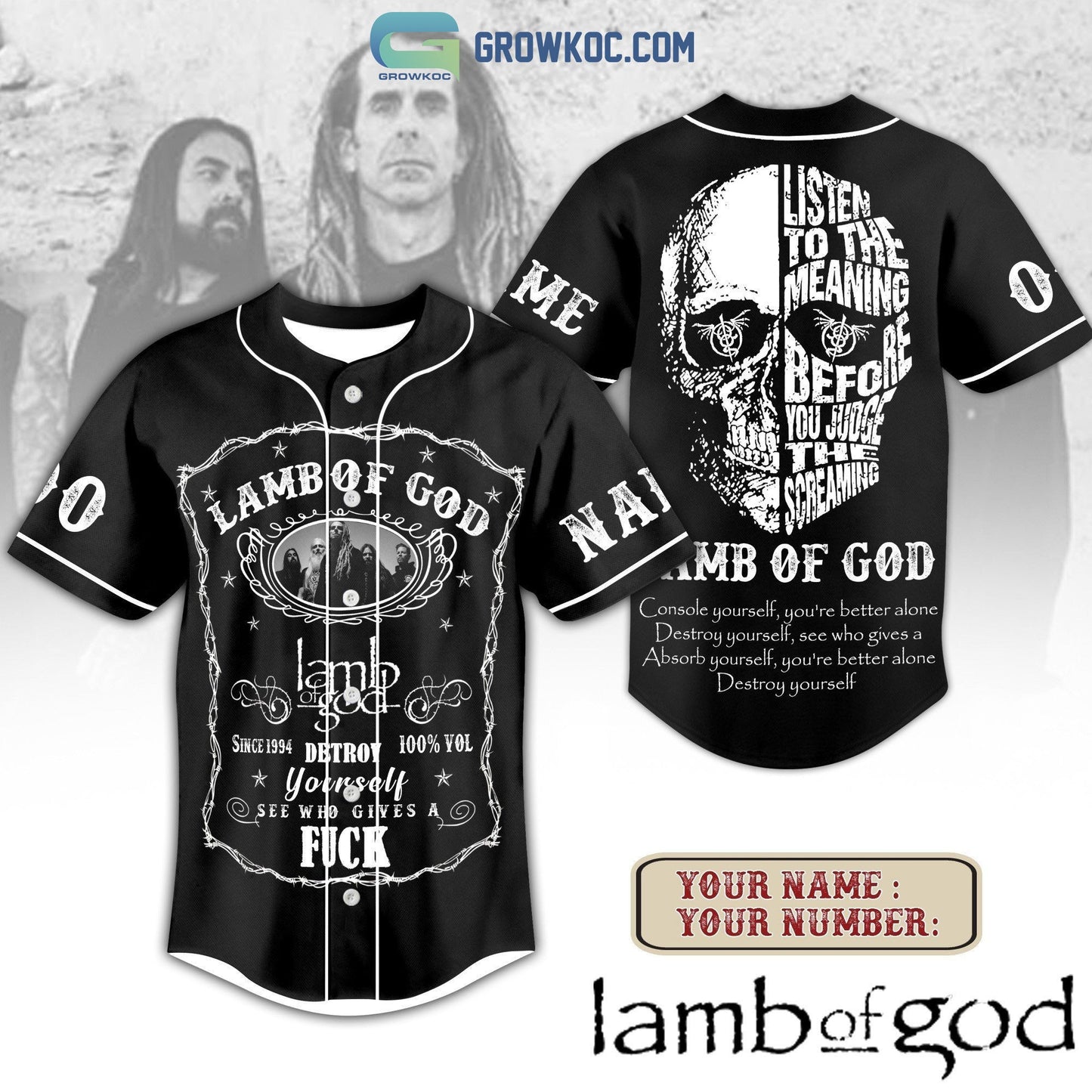 Lamb Of God Destroy Yourself Black Design Personalized Baseball Jersey baseball jersey product view 1