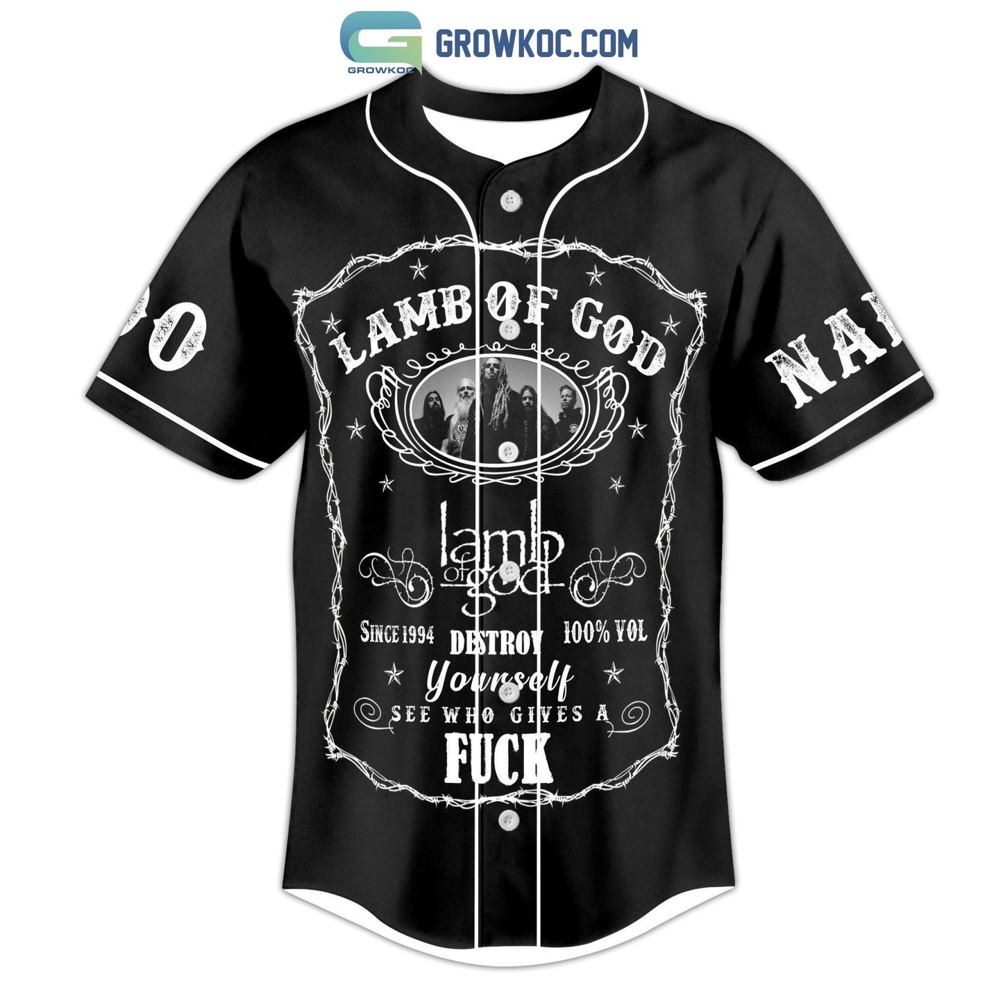 Lamb Of God Destroy Yourself Black Design Personalized Baseball Jersey baseball jersey product view 2