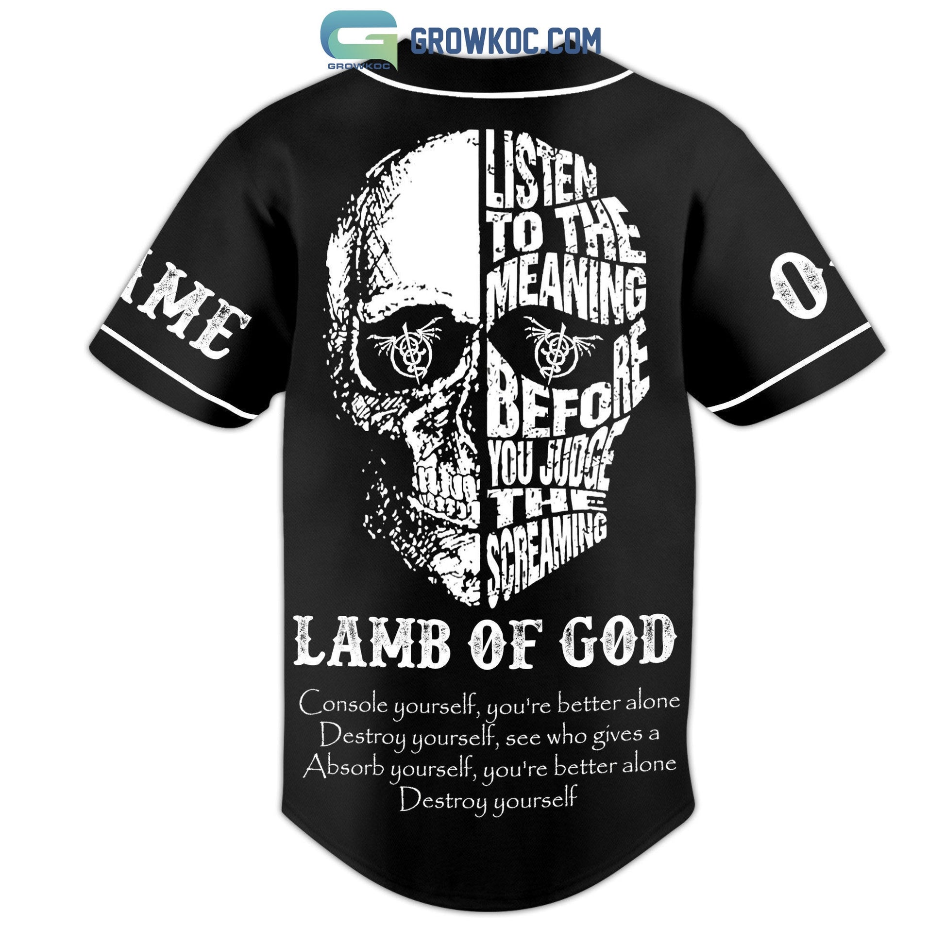 Lamb Of God Destroy Yourself Black Design Personalized Baseball Jersey baseball jersey product view 3