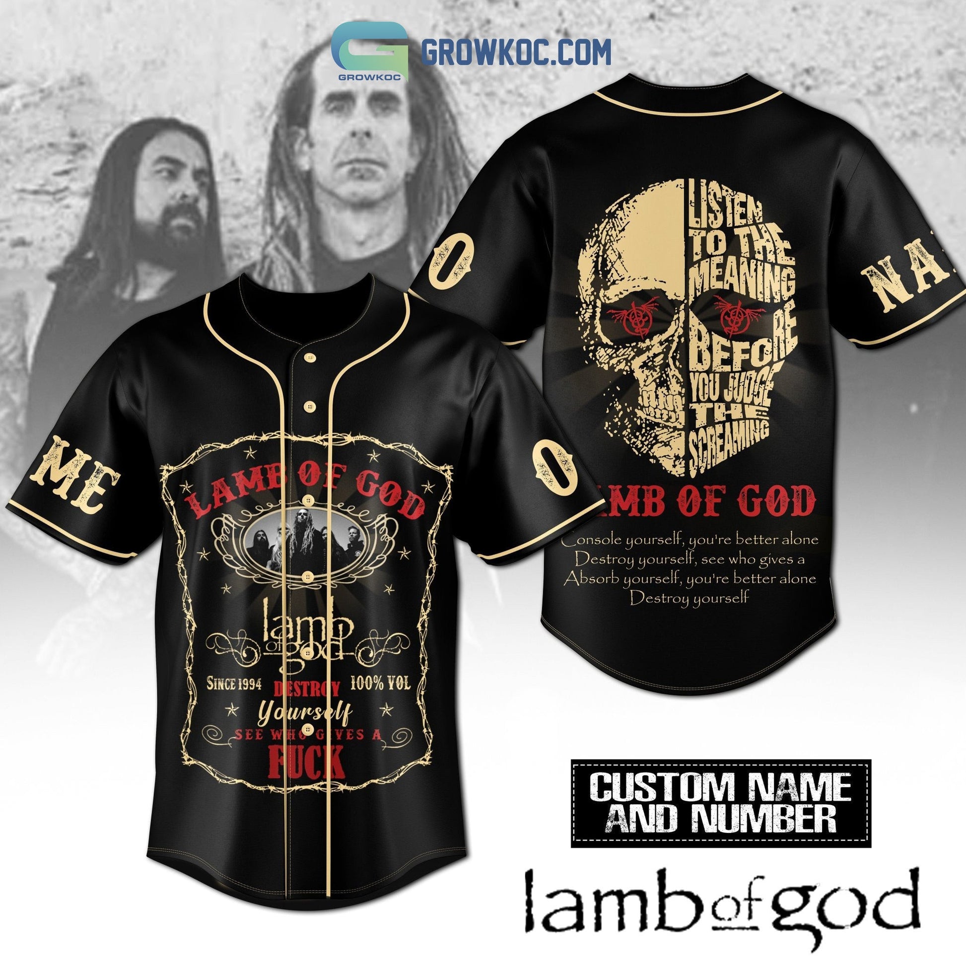 Lamb Of God Destroy Yourself Personalized Baseball Jersey baseball jersey product view 1