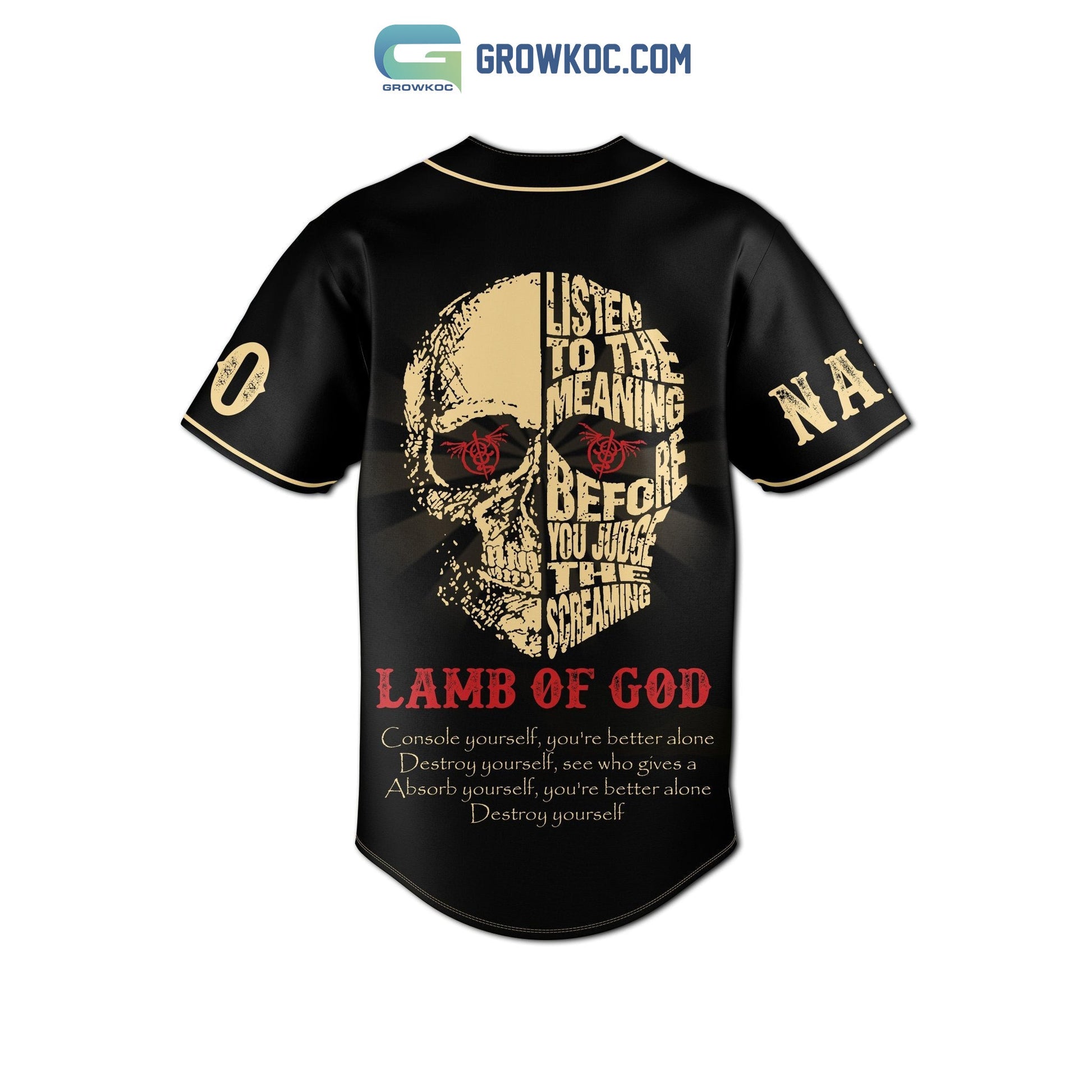 Lamb Of God Destroy Yourself Personalized Baseball Jersey baseball jersey product view 3