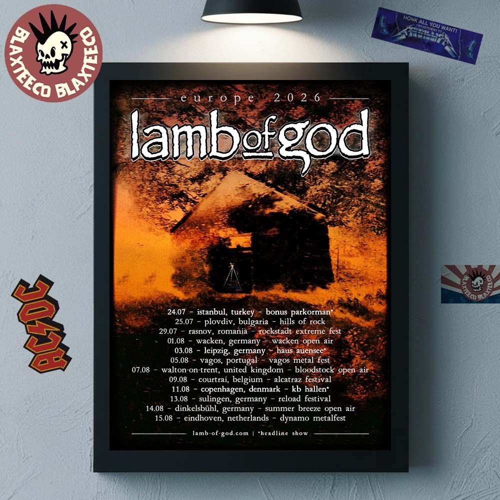 Lamb Of God Europe 2026 Summer Tour Schedule Dates Home Decor Poster Canvas Unisex T-shirt, Sweatshirt, Hoodie, Long Sleeve Tee - T-Shirt, Sweatshirt, Hoodie