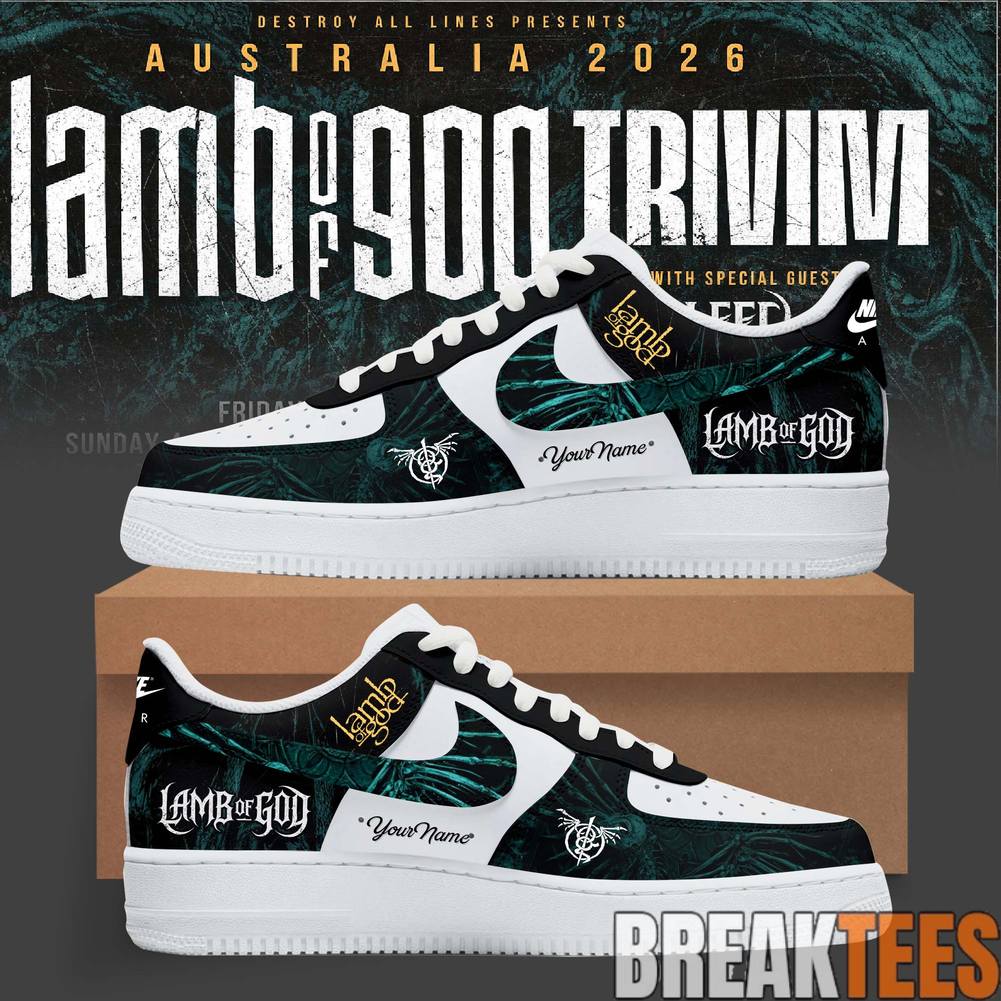 Lamb of God  Trivium CoHeadline Australian Tour 2026 Custom Air Force 1 Shoes Unisex T-shirt, Sweatshirt, Hoodie, Long Sleeve Tee - T-Shirt, Sweatshirt, Hoodie
