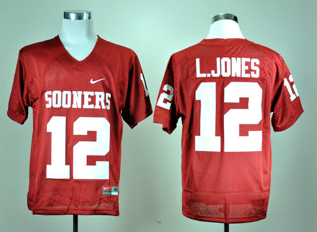 Landy Jones 12 Red College Football Jersey football jersey product view 1