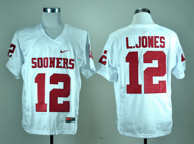 Landy Jones 12 White College Football Jersey football jersey product view 1