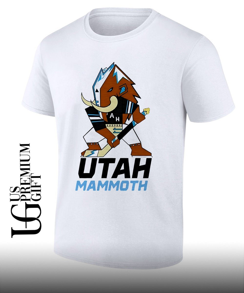 Lawson Crouse with Utah Mammoth mascot shirt Unisex T-shirt, Sweatshirt, Hoodie, Long Sleeve Tee - T-Shirt, Sweatshirt, Hoodie