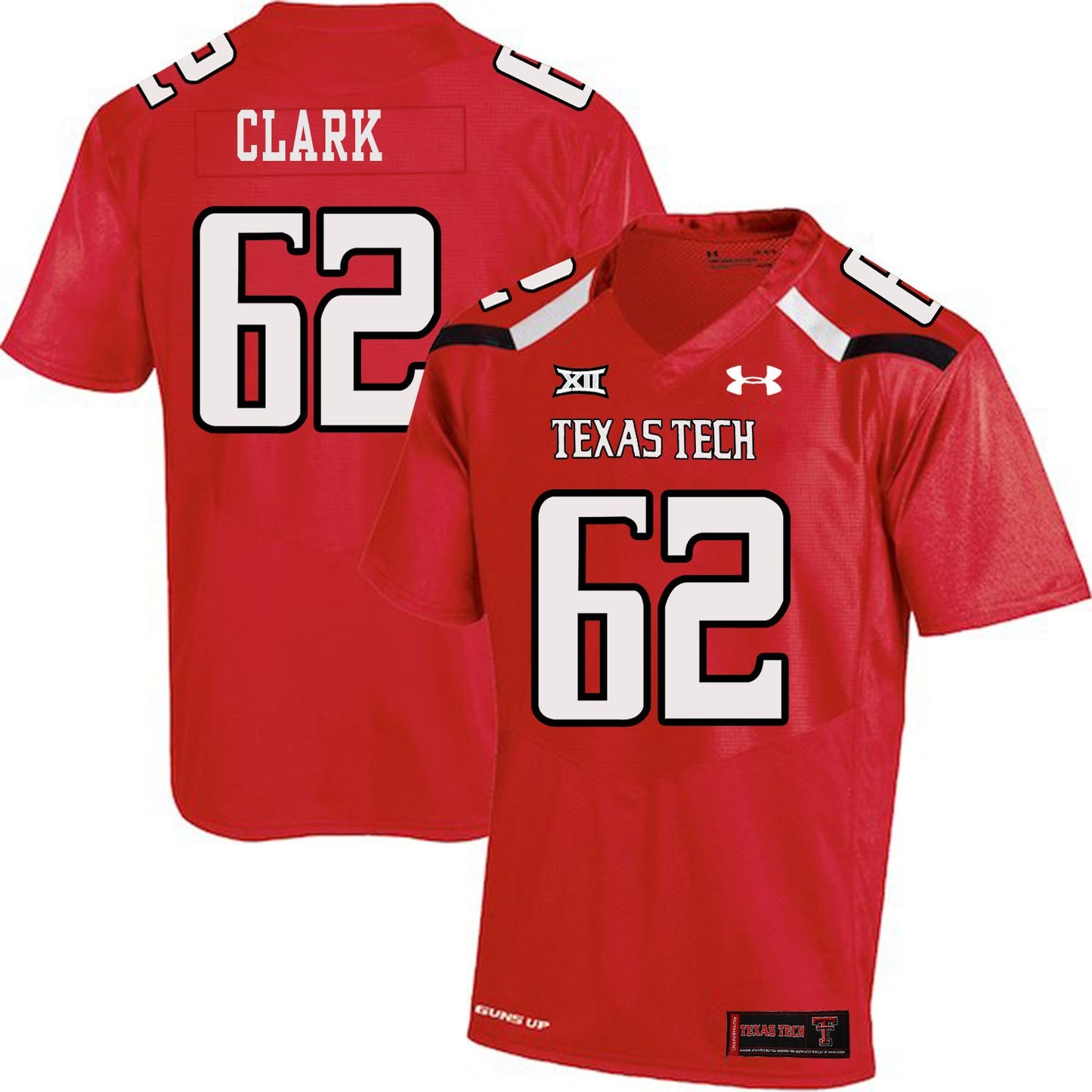 Le'Raven Clark 62 Red College Football Jersey football jersey product view 1