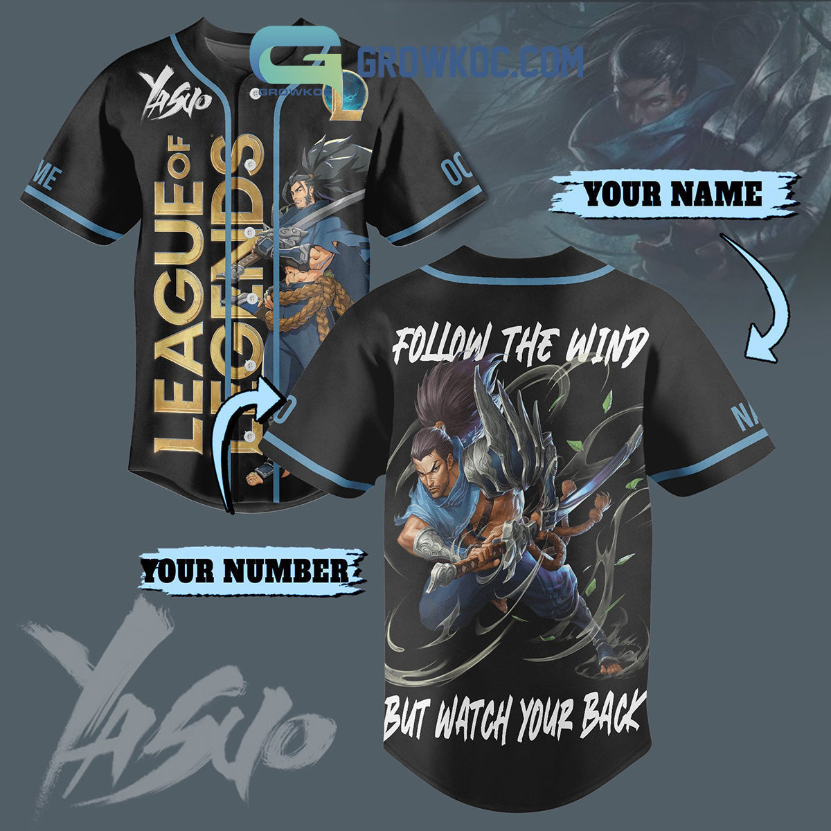 League Of Legends Follow The Wind Personalized Baseball Jersey baseball jersey product view 1