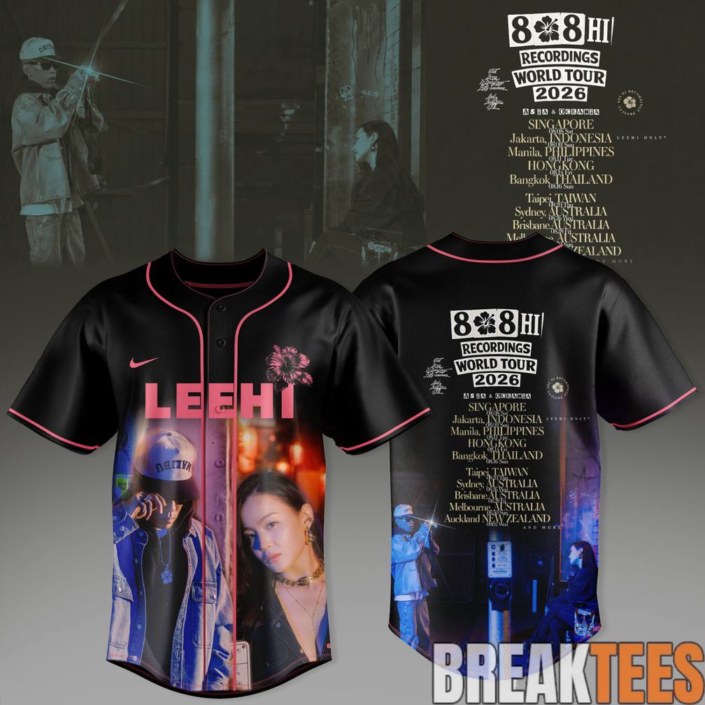 LeeHi x Dok2 808 HI Recordings World Tour 2026 Baseball Jersey baseball jersey product view 1