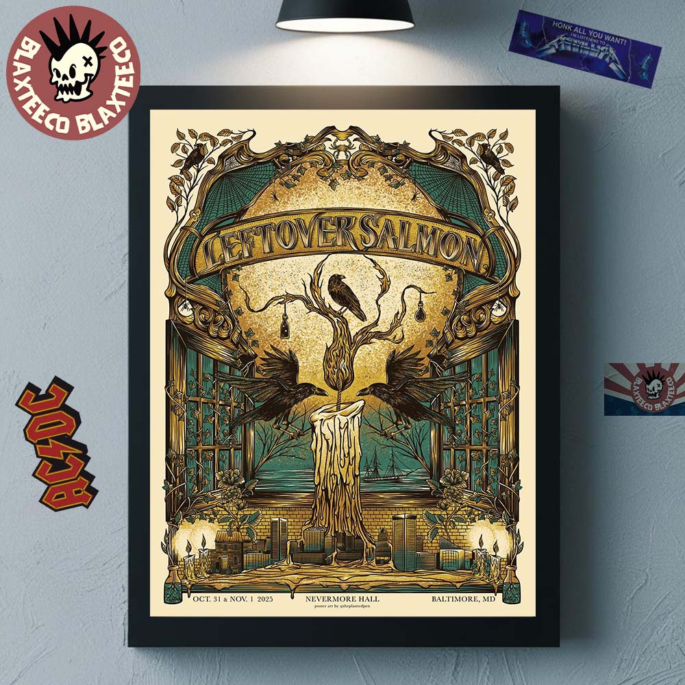 Leftover Salmon Baltimore Maryland 2025 Event Poster Halloween At Nevermore Hall On October 31 And November 1 2025 Decor Poster Canvas - T-Shirt, Sweatshirt, Hoodie