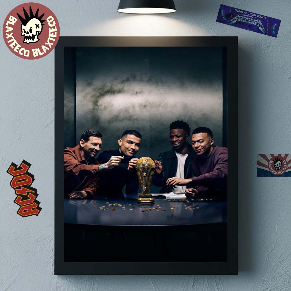 Lego World Cup 2026 Commercial Photo Starring Messi Cristiano Ronaldo Vinicius And Mbappe Home Decor Poster Canvas - T-Shirt, Sweatshirt, Hoodie