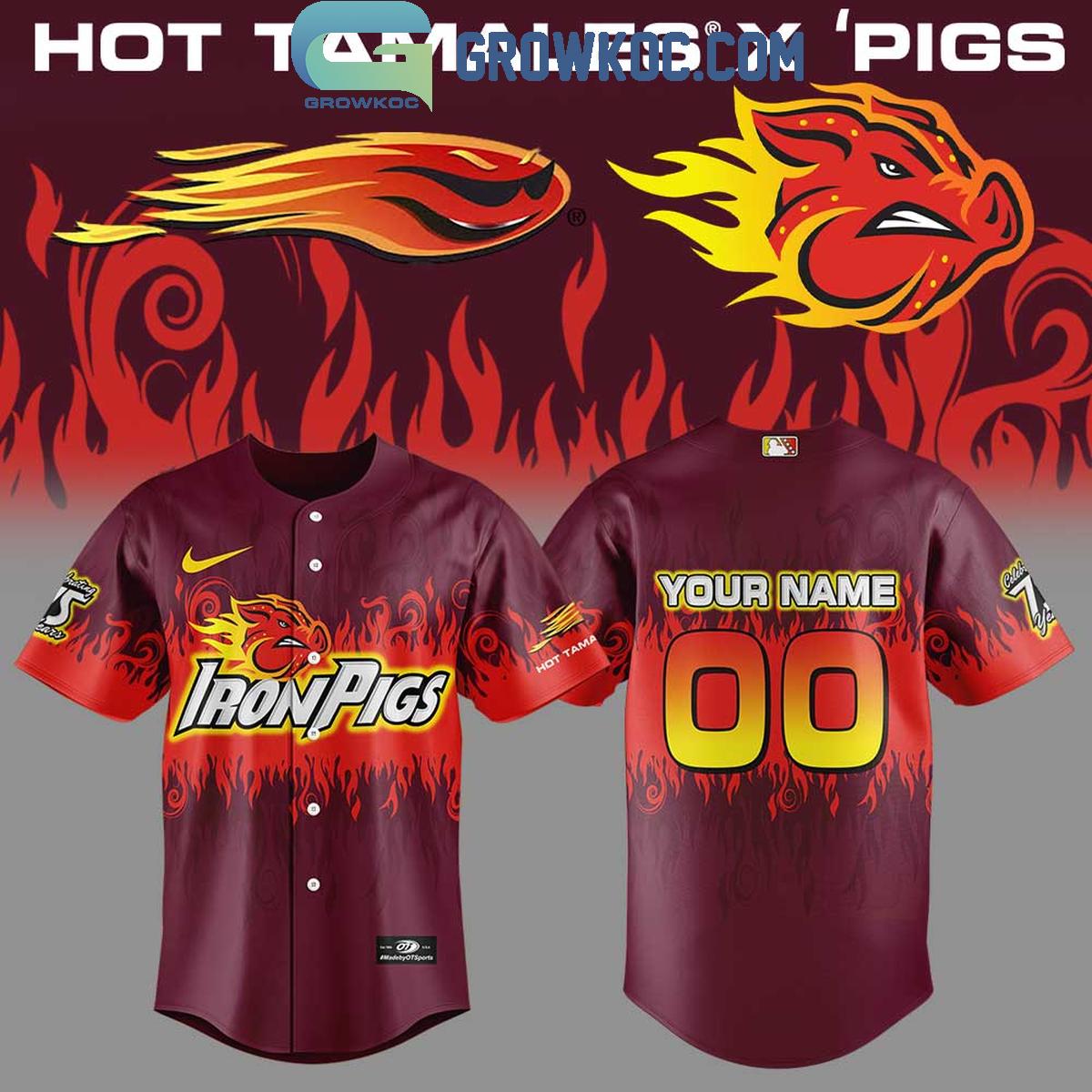 Lehigh Valley IronPigs Hot Tamales Personalized Baseball Jersey baseball jersey product view 1