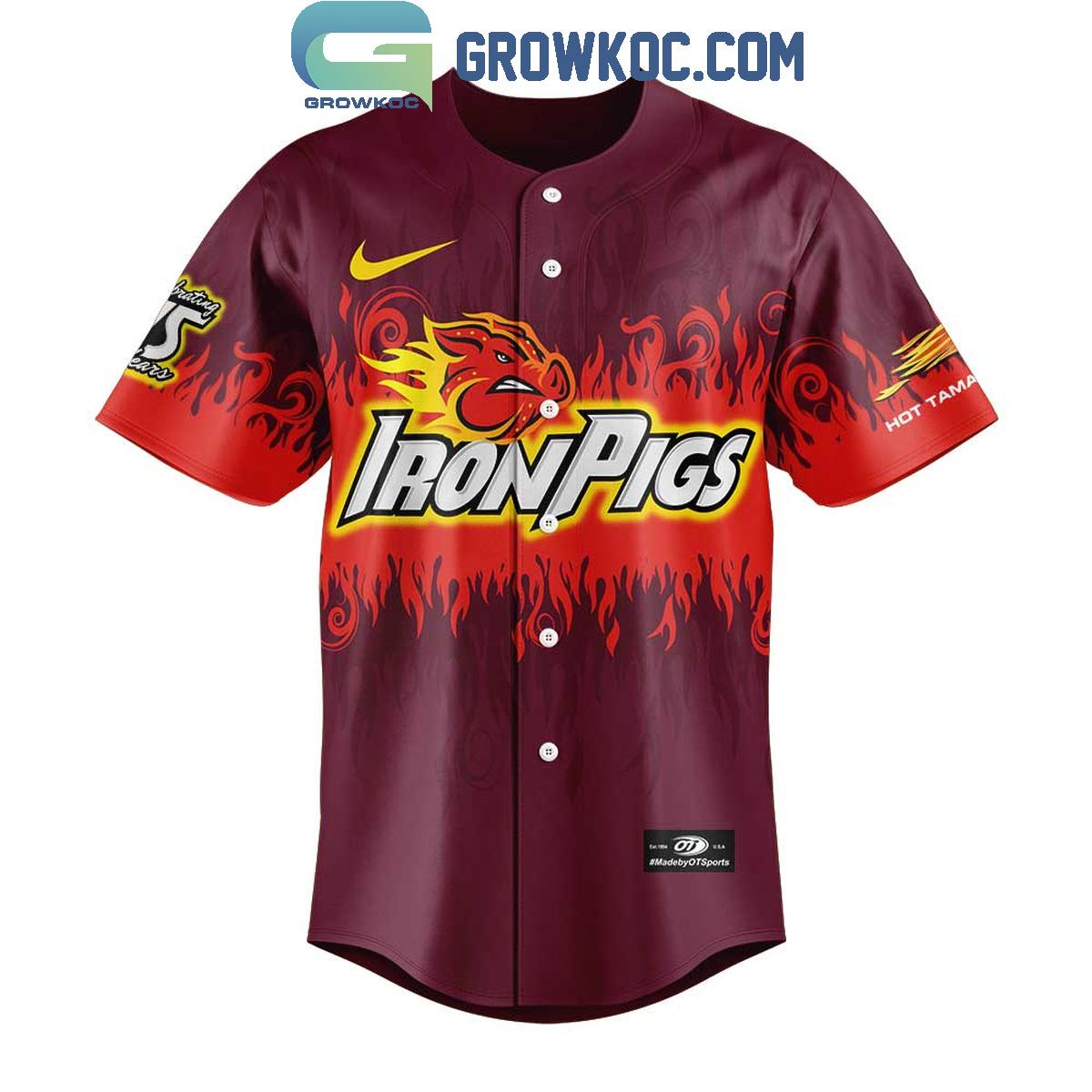 Lehigh Valley IronPigs Hot Tamales Personalized Baseball Jersey baseball jersey product view 2
