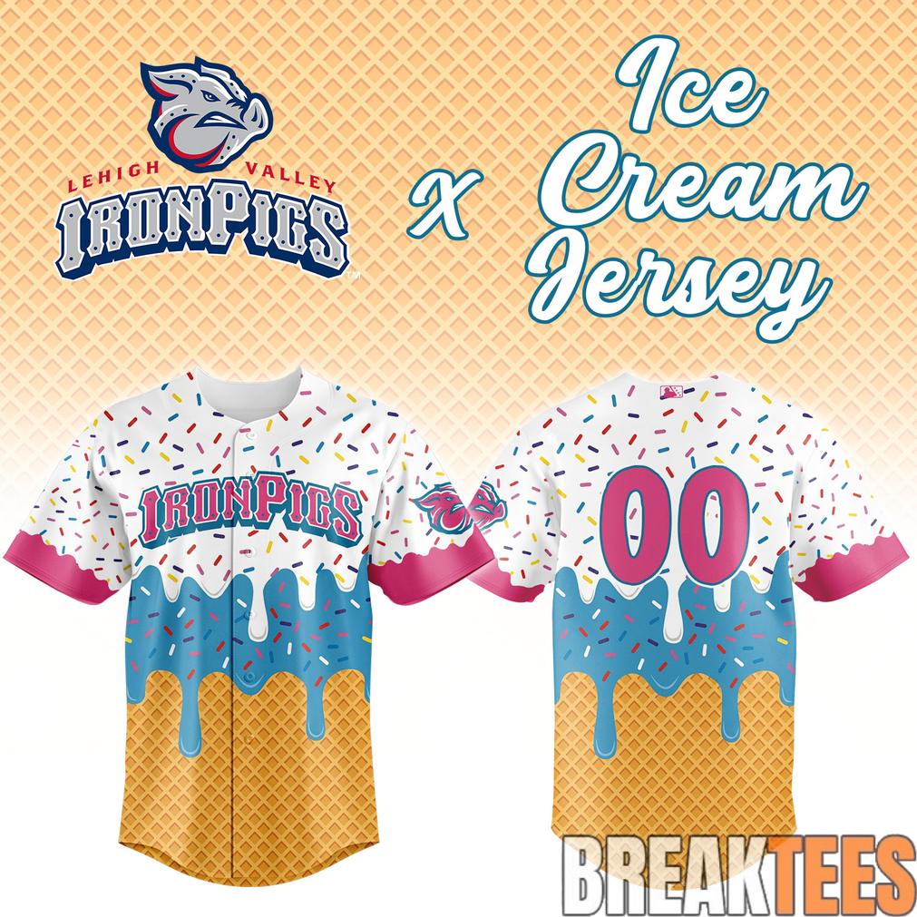 Lehigh Valley IronPigs x Ice Cream Personalized Jersey Unisex T-shirt, Sweatshirt, Hoodie, Long Sleeve Tee - T-Shirt, Sweatshirt, Hoodie