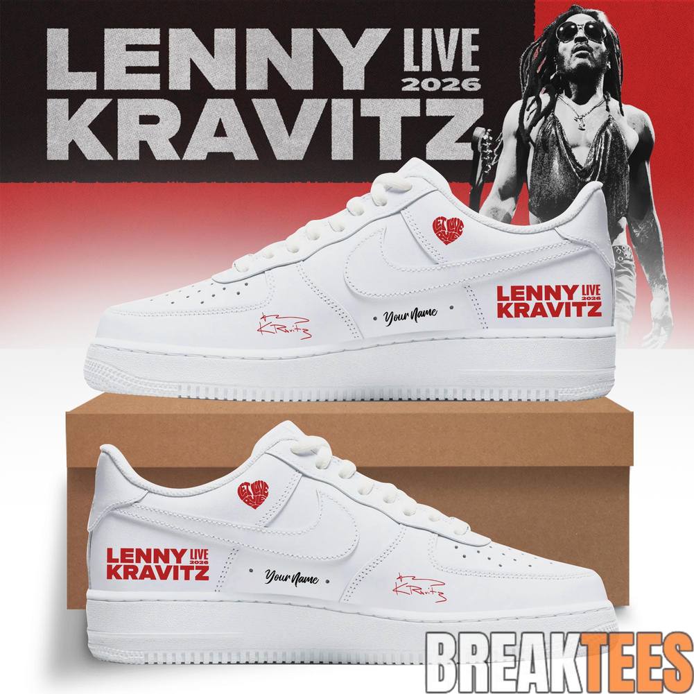 Lenny Kravitz Live 2026 Tour Custom Air Force 1 Unisex T-shirt, Sweatshirt, Hoodie, Long Sleeve Tee - T-Shirt, Sweatshirt, Hoodie