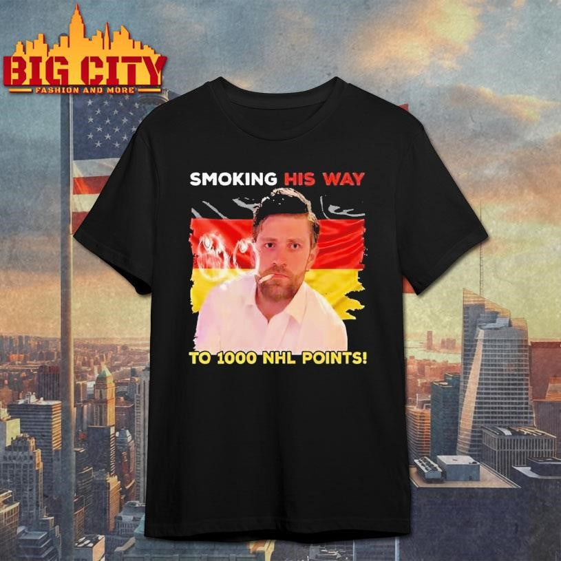 Leon Draisaitl Smoking His Way To 1000 Point Shirt Unisex T-shirt, Sweatshirt, Hoodie, Long Sleeve Tee - T-Shirt, Sweatshirt, Hoodie