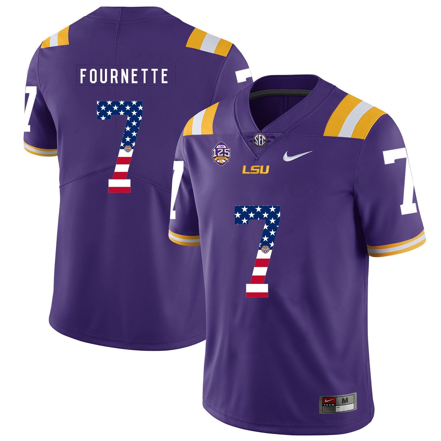 Leonard Fournette 7 Purple College Football Jersey football jersey product view 1