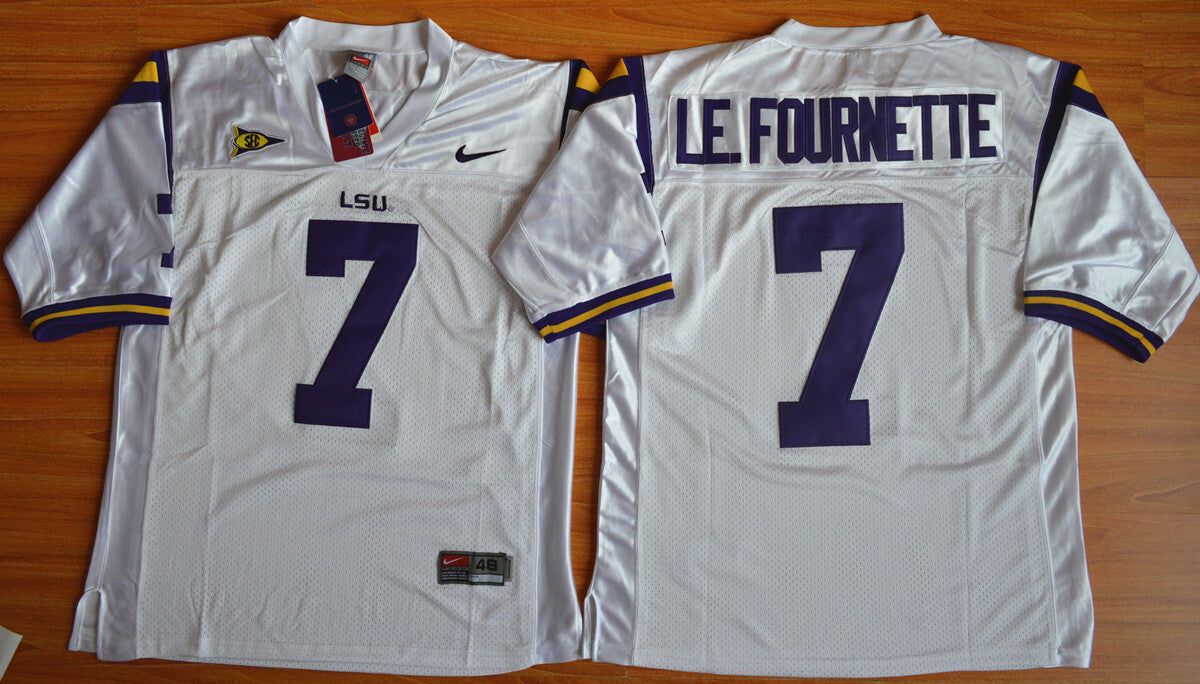 Leonard Fournette 7 White College Football Jersey football jersey product view 1