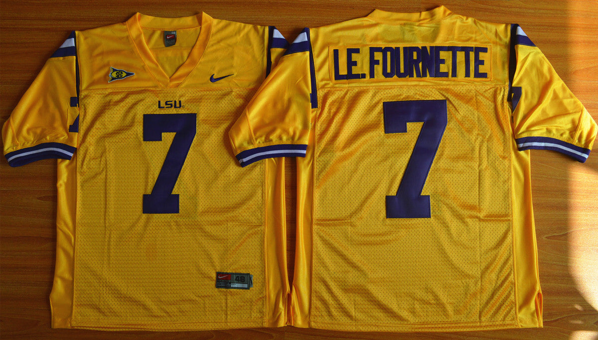 Leonard Fournette 7 gold College Football Jersey football jersey product view 1
