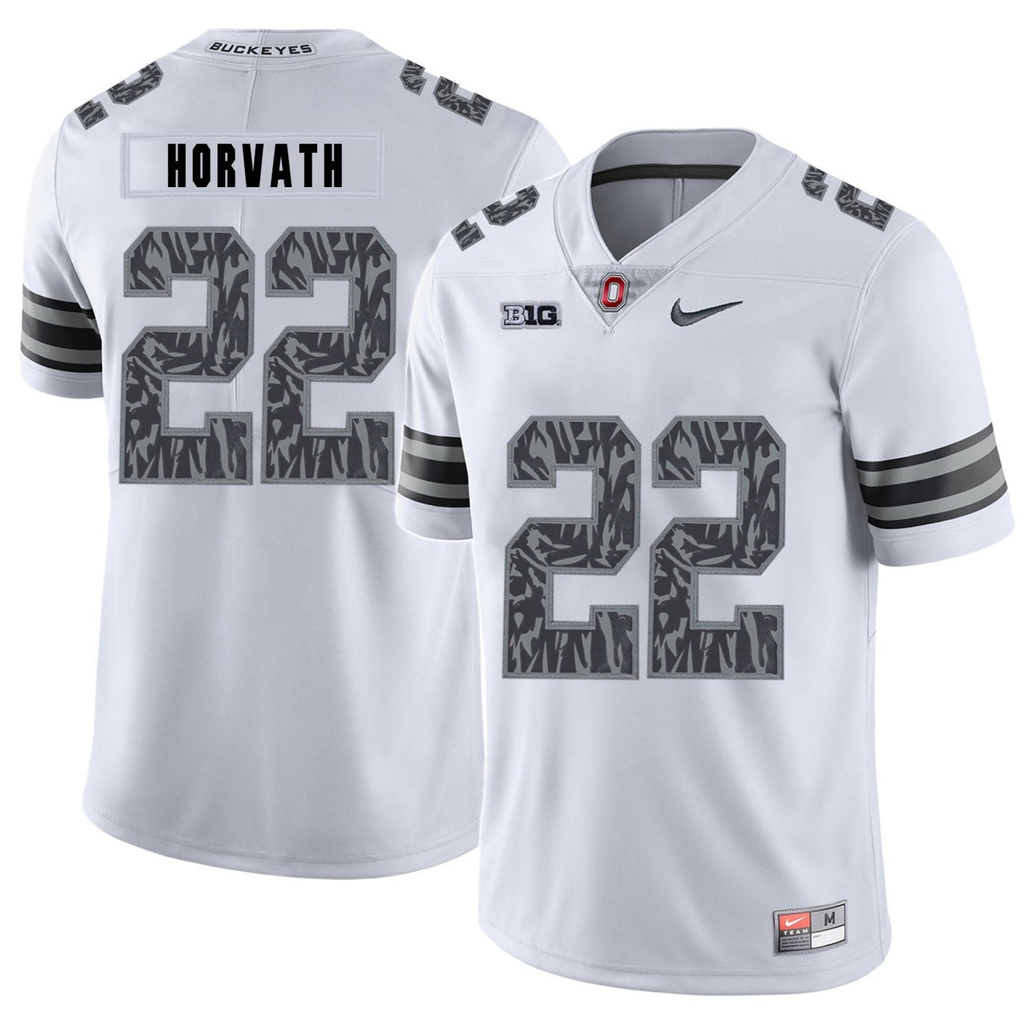 Les Horvath 22 Pattern White College Football Jersey football jersey product view 1