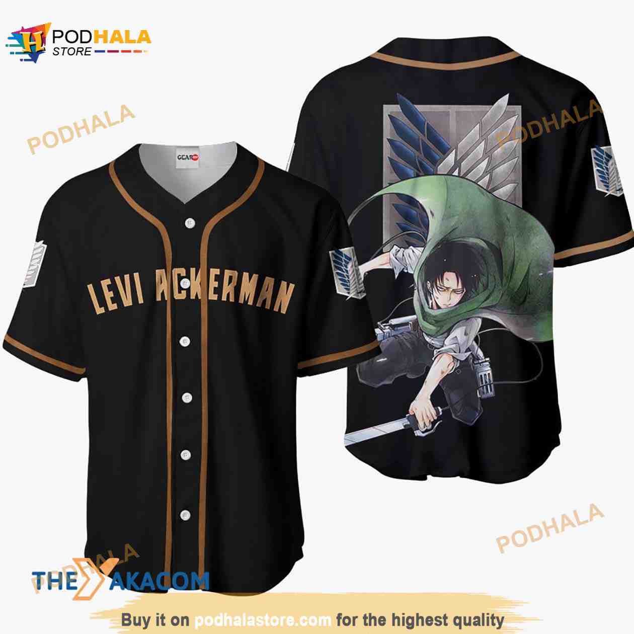 Levi Ackerman Attack On Titan Anime 3D Baseball Jersey Shirt baseball jersey product view 1