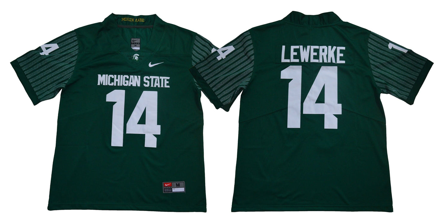 Lewerke 14 Legend Green College Football Jersey football jersey product view 1