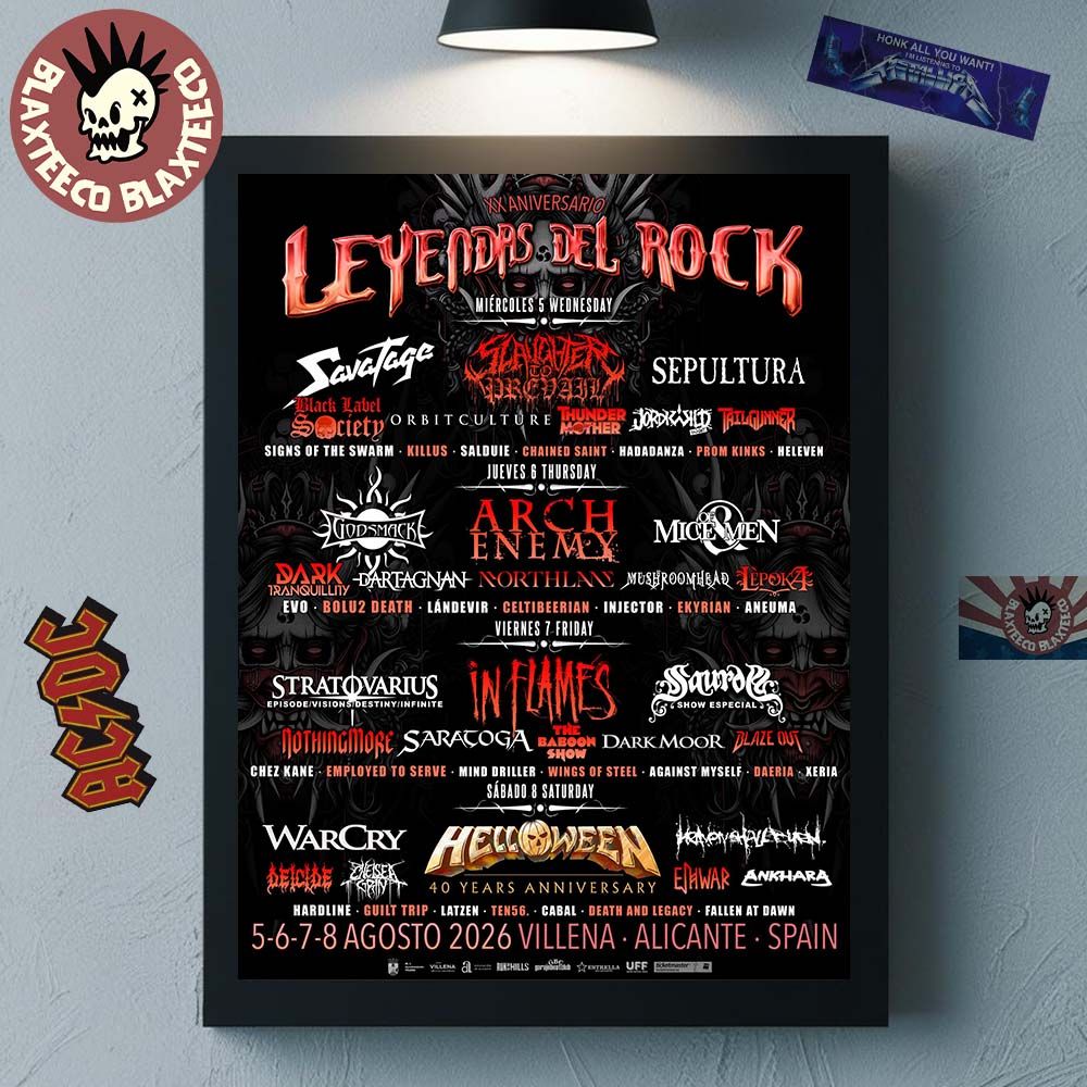 Leyendas Del Rock 2026 20Th Anniversary Full Lineup In Alicante Spain At Villena On 5 6 7 8 August 2026 Home Decor Poster Canvas - T-Shirt, Sweatshirt, Hoodie